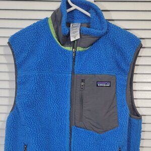 Patagonia Retro-X sherpa fleece vest cobalt blue/gray size mens medium